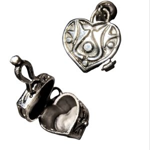 Heart-Shaped Sterling Silver Poison Box, Locket, or Prayer Box